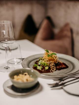 Abendessen im Restaurant des Naturhotel Forsthofgut