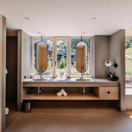 Stylish bathroom with double washbasin